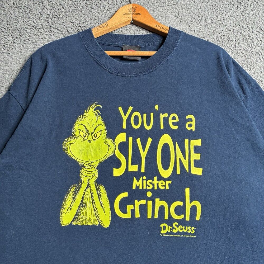 Vintage Y2K 2008 Dr Seuss Grinch Movie Promo T-Shirt 2XL Cartoon Jim Carrey